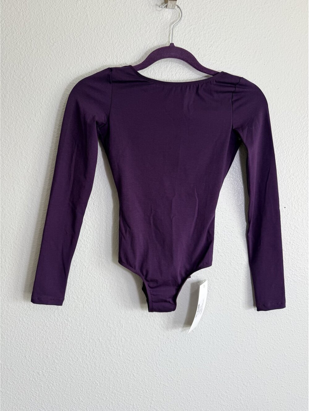 Natalie Dancewear Long Sleeve Open Back Leotard Dark Purple Petite PT